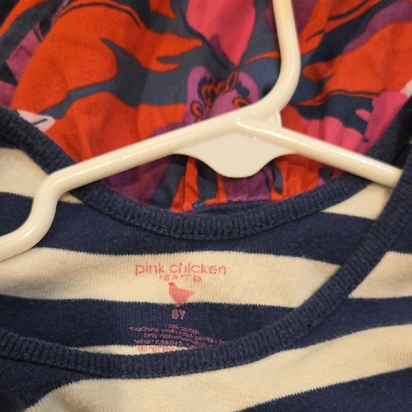 Pink Chicken Navy Striped and Floral Kids Dress - Picture 2 of 7